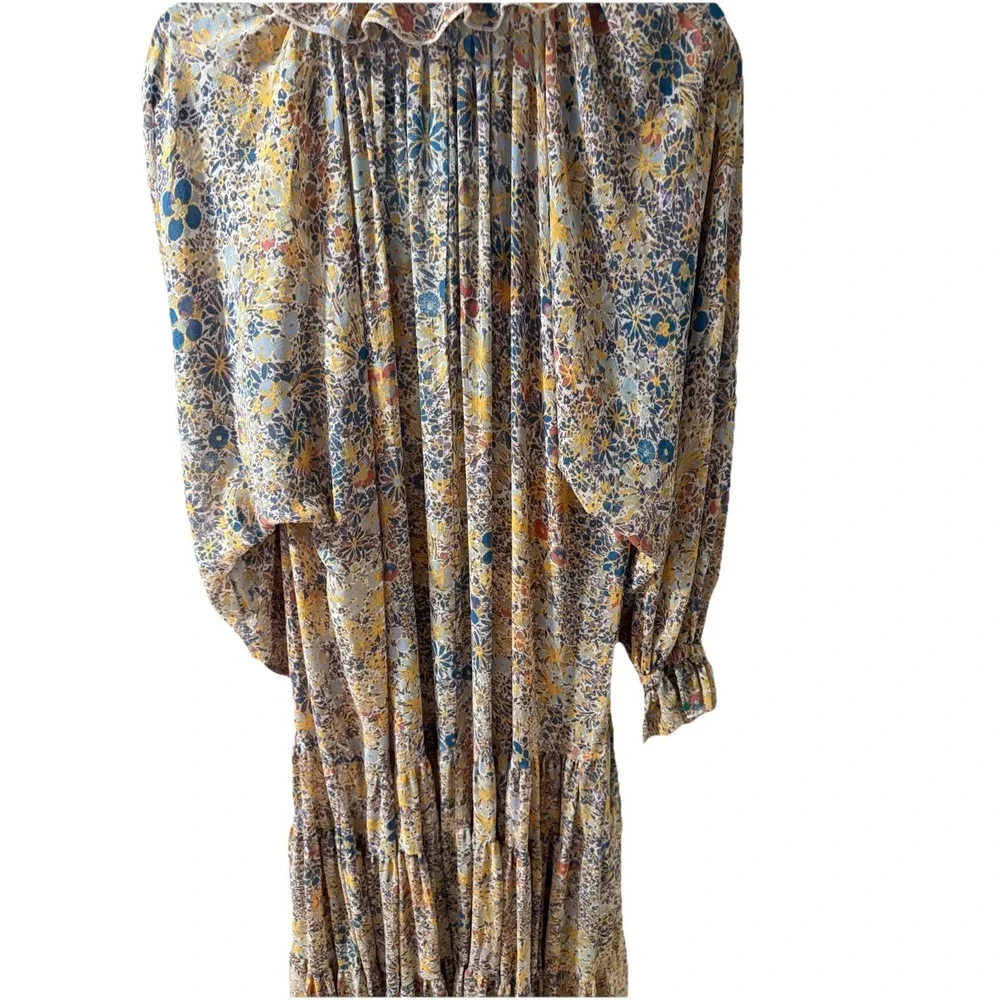 Free People Feeling Groovy Maxi Dress Floral Print Boho V-Neck‎ Black M_5